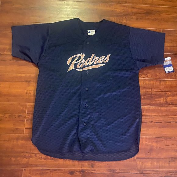 New San Diego Padres Blue Button Down Jersey Large - Picture 1 of 4